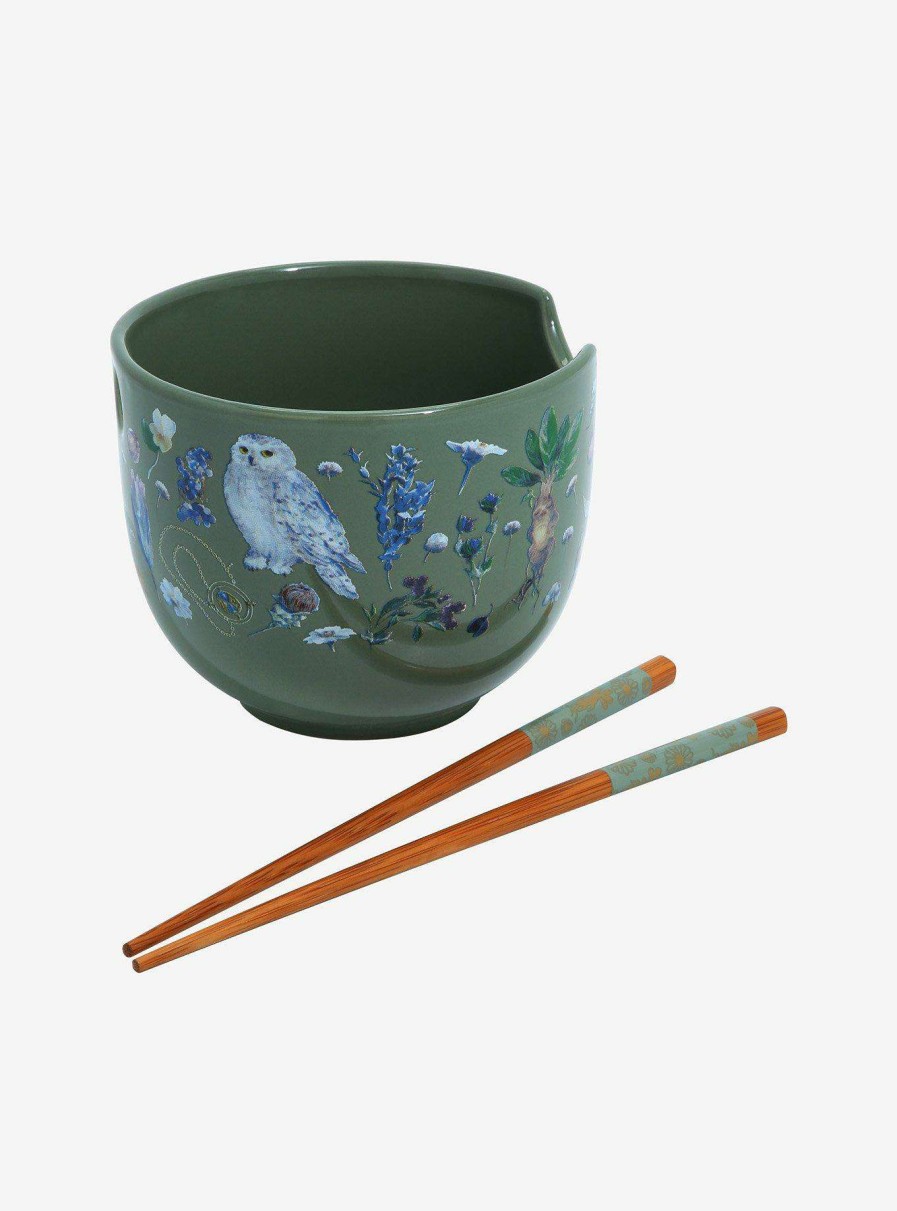 Harry Potter * | Discount Store Harry Potter Floral Creatures Allover Print Ramen Bowl With Chopsticks