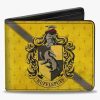 Bags * | Harry Potter Hufflepuff Crest Stripe Weathered Bifold Wallet Exclusive Design