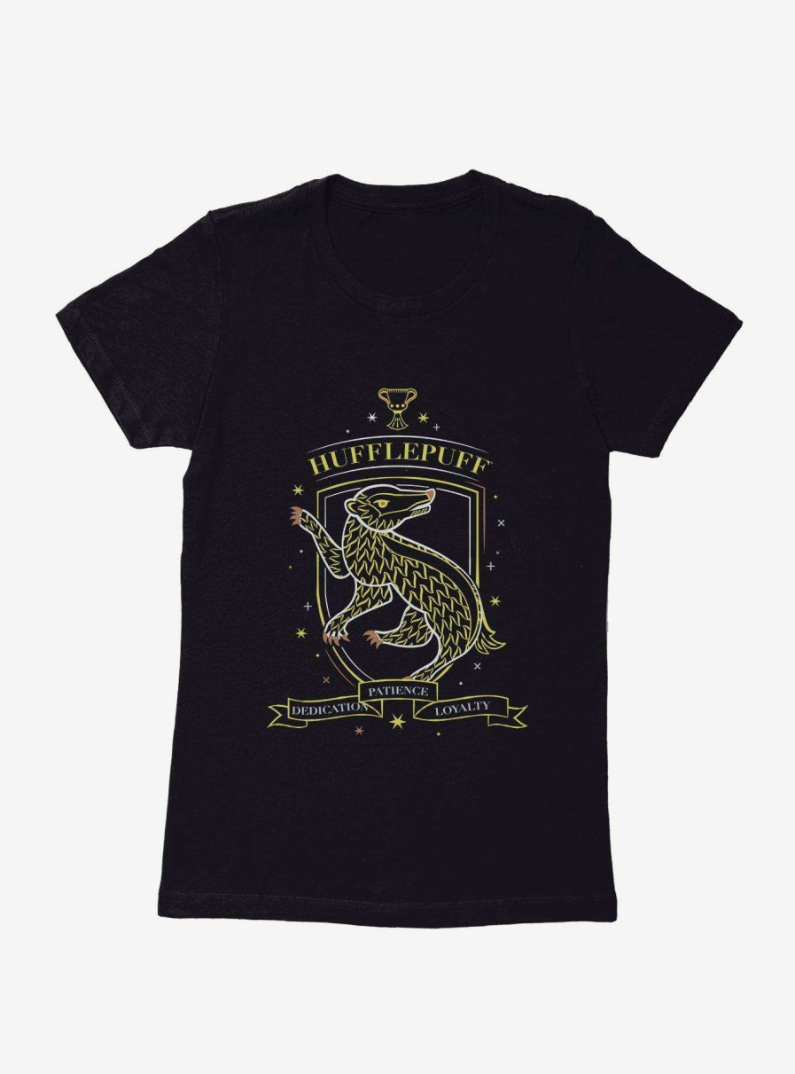 Clothing * | Hary Potter Hufflepuff Sketch Shield Womens T-Shirt Best Sellers