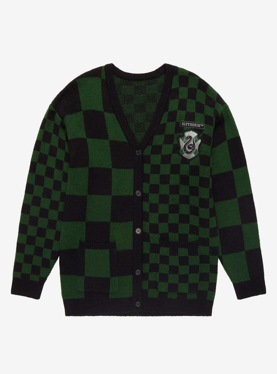 Clothing * | Hot Sell Harry Potter Slytherin Checkered Women'S Cardigan Boxlunch Exclusive