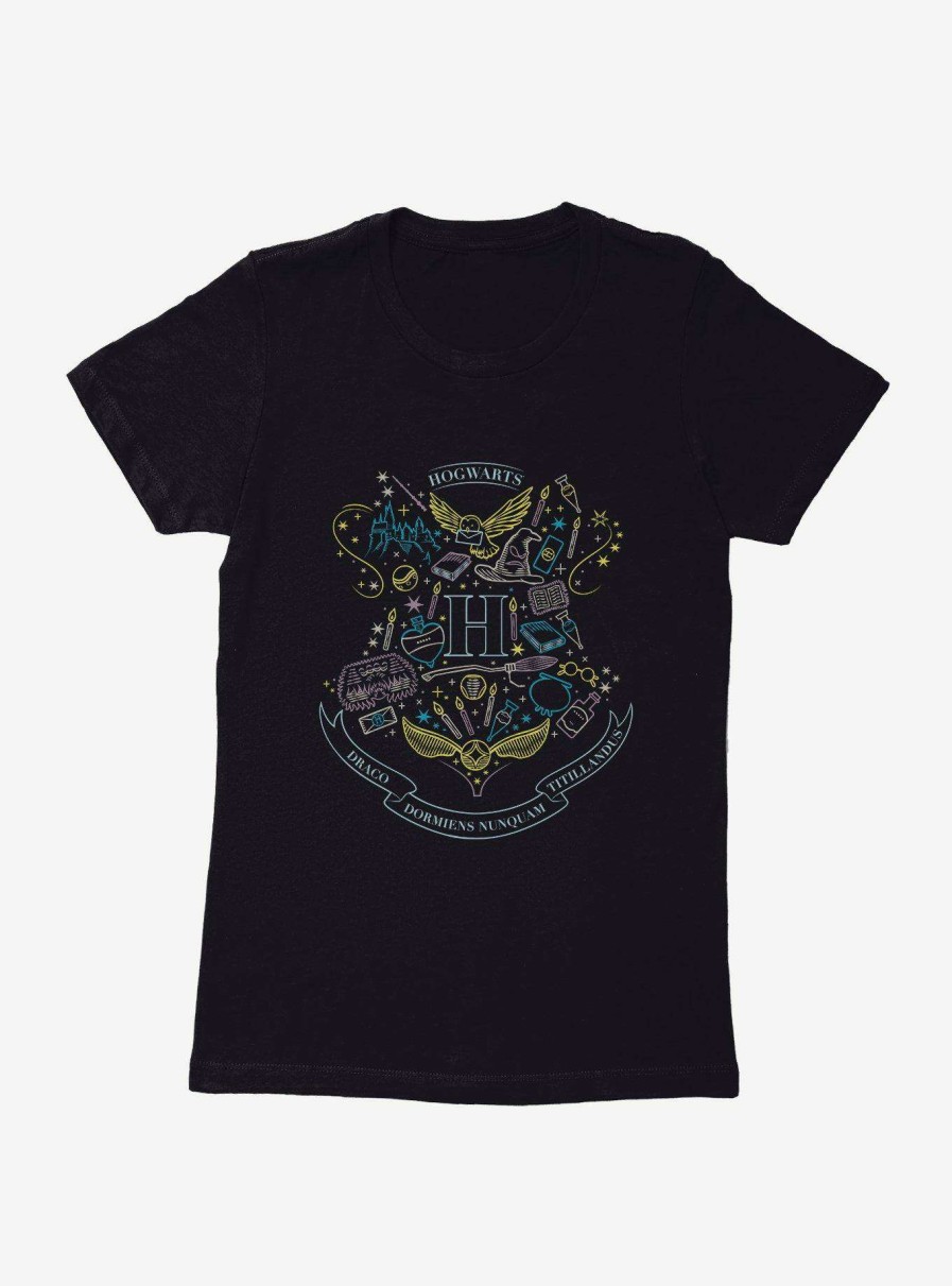 Clothing * | Harry Potter Hogwarts Sketched Shield Womens T-Shirt Free Delivery