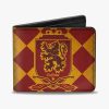 Bags * | Harry Potter Gryffindor Shield Brooms Argyle Burgundy Bifold Wallet Free Delivery