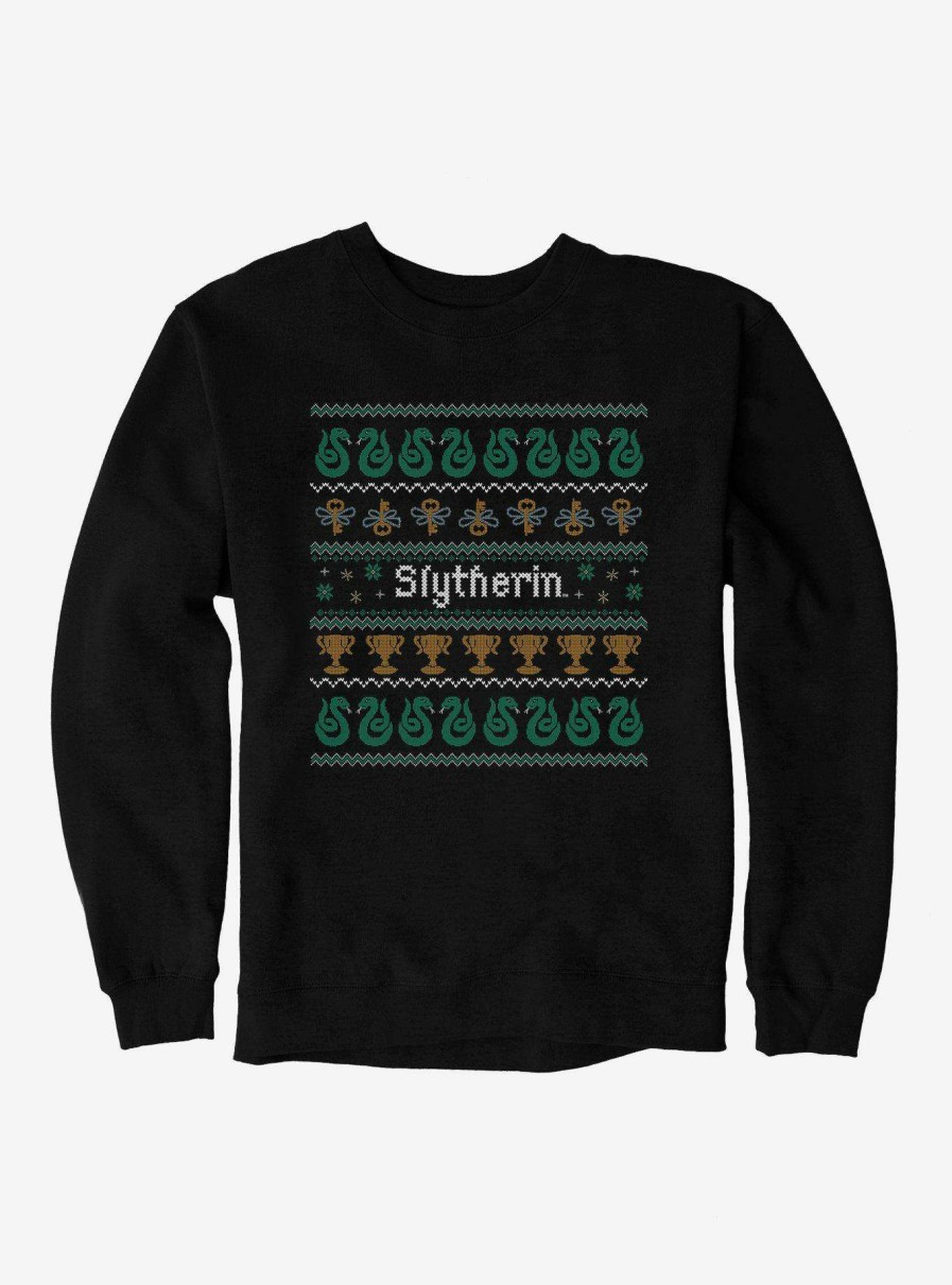 Clothing * | Cheap Harry Potter Slytherin Ugly Christmas Pattern Sweatshirt