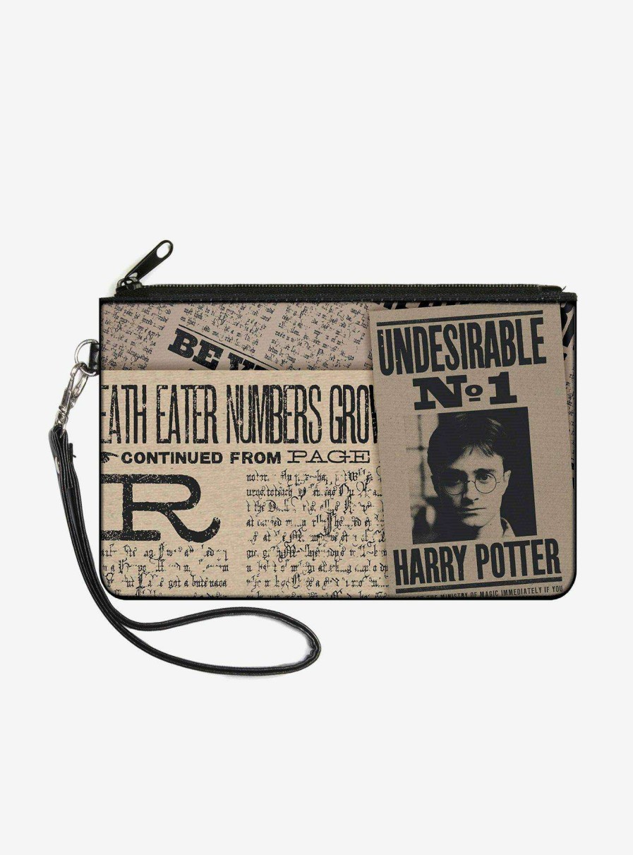 Bags * | Harry Potter Newspaper Headlines Undesirable No 1 Wallet Canvas Zip Clutch Classical