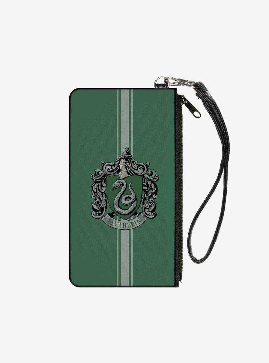 Bags * | Harry Potter Slytherin Crest Wallet Canvas Zip Clutch Best Sellers