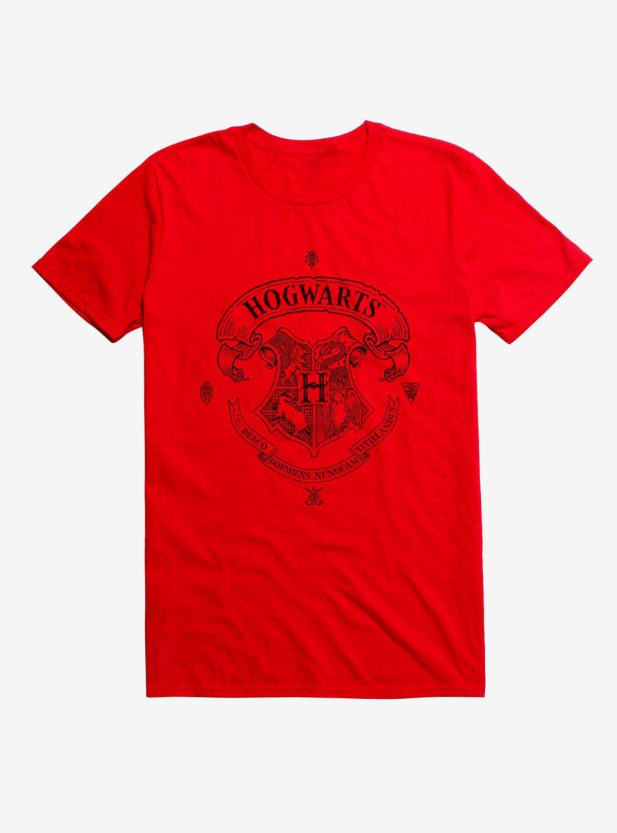 Clothing * | Harry Potter Hogwarts Shield Outline T-Shirt Reliable Quality