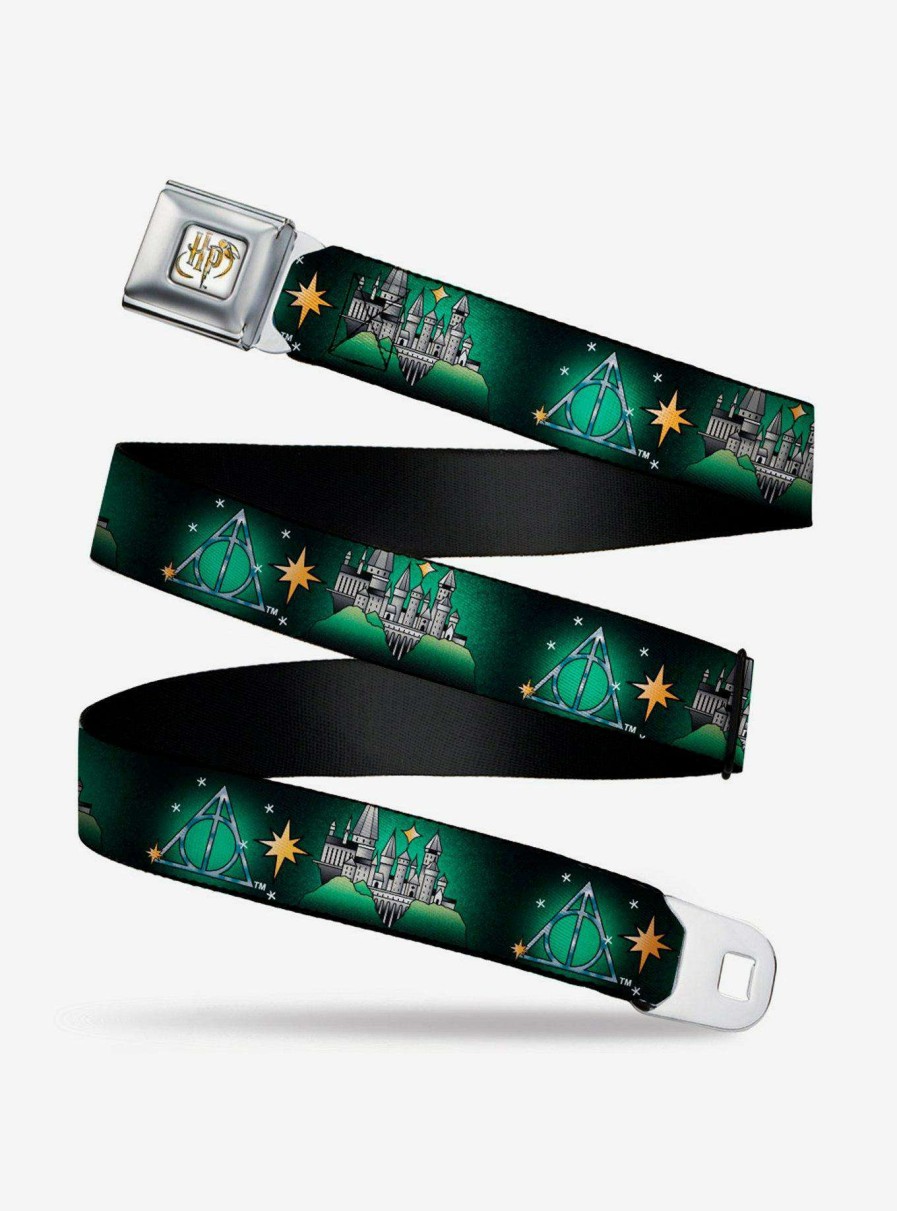 Accessories * | Harry Potter Hogwarts And Deathly Hallows Tattoo Seatbelt Belt Exclusive Design