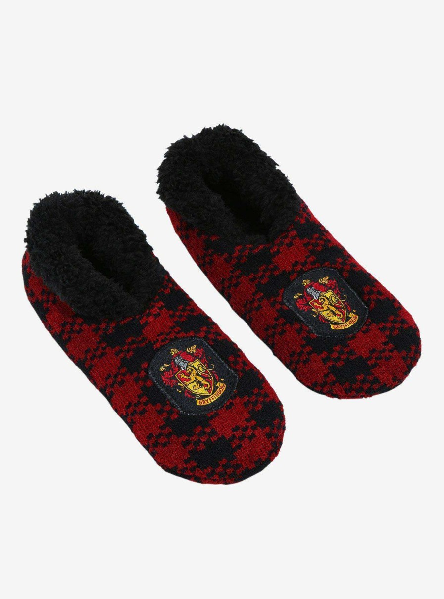 Accessories * | Excellent Quality Harry Potter Gryffindor Crest Plaid Slipper Socks Boxlunch Exclusive