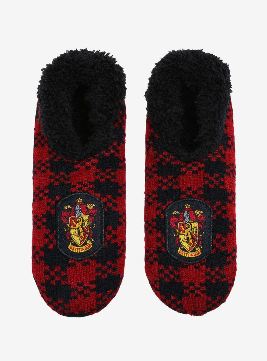 Accessories * | Excellent Quality Harry Potter Gryffindor Crest Plaid Slipper Socks Boxlunch Exclusive