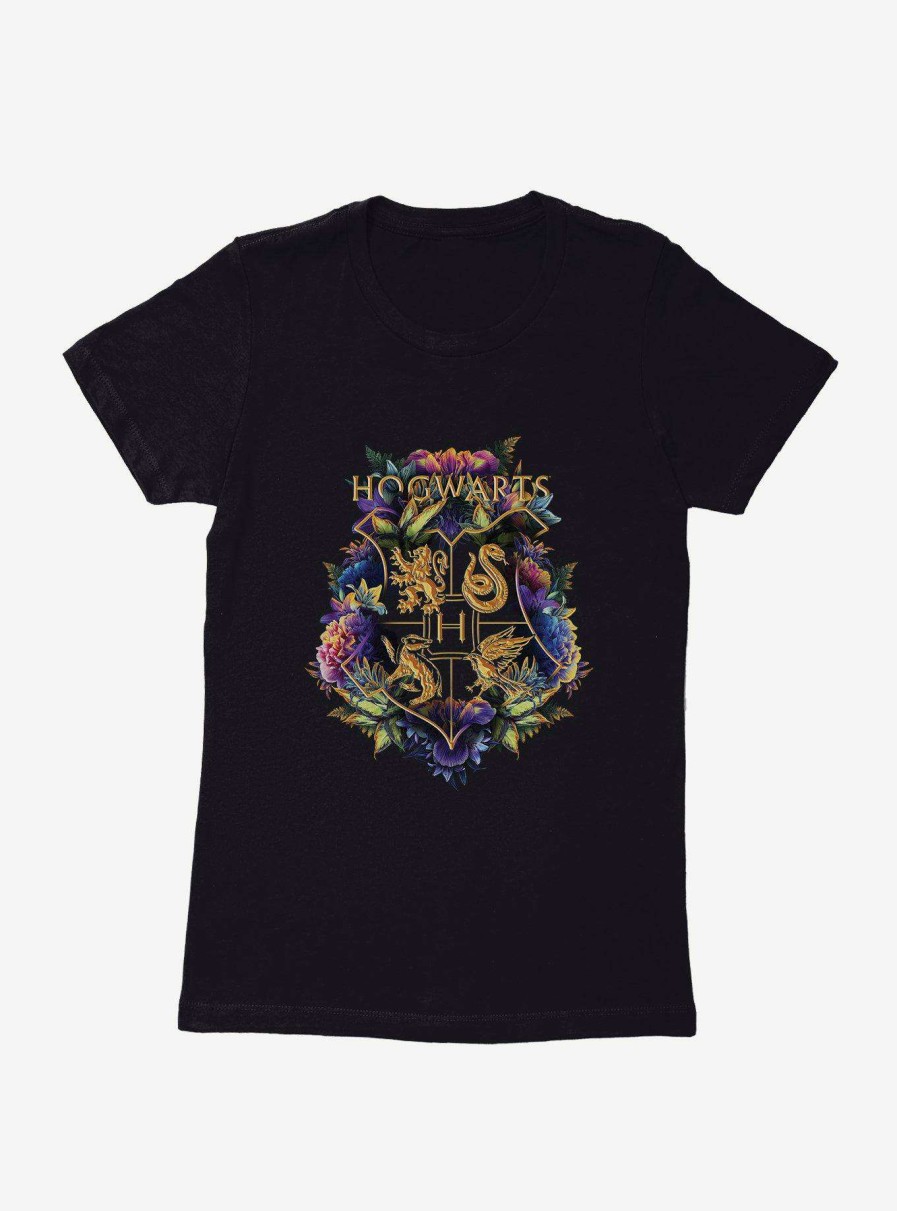 Clothing * | Harry Potter Hogwarts Floral Shield Womens T-Shirt Online Discount