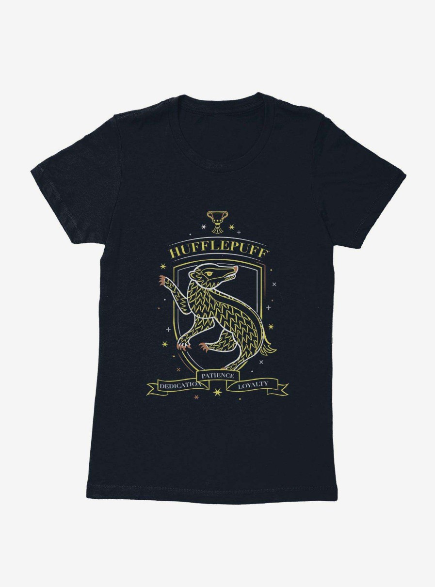 Clothing * | Hary Potter Hufflepuff Sketch Shield Womens T-Shirt Free Delivery