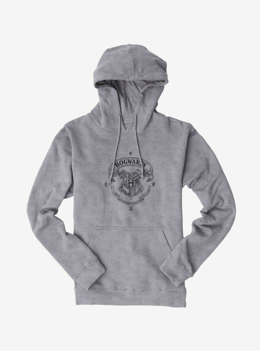 Clothing * | Harry Potter Hogwarts Shield Outline Hoodie Opening Sales