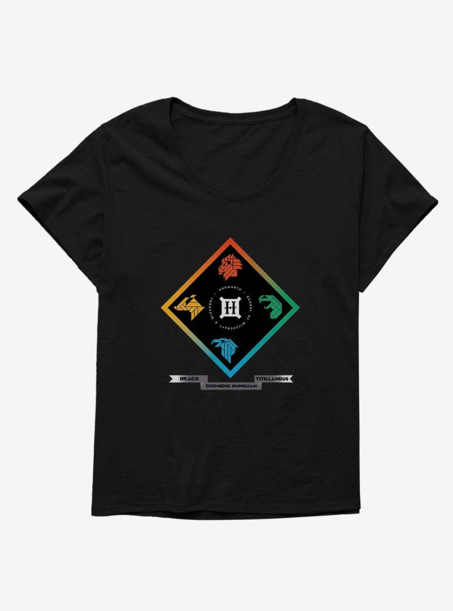 Clothing * | Sells Cheap Harry Potter Hogwarts Houses Diamond Logo Womens T-Shirt Plus Size