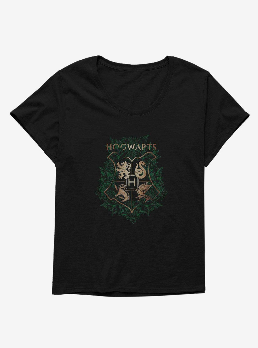 Clothing * | Discount Store Harry Potter Hogwarts Crest Greenery Womens T-Shirt Plus Size