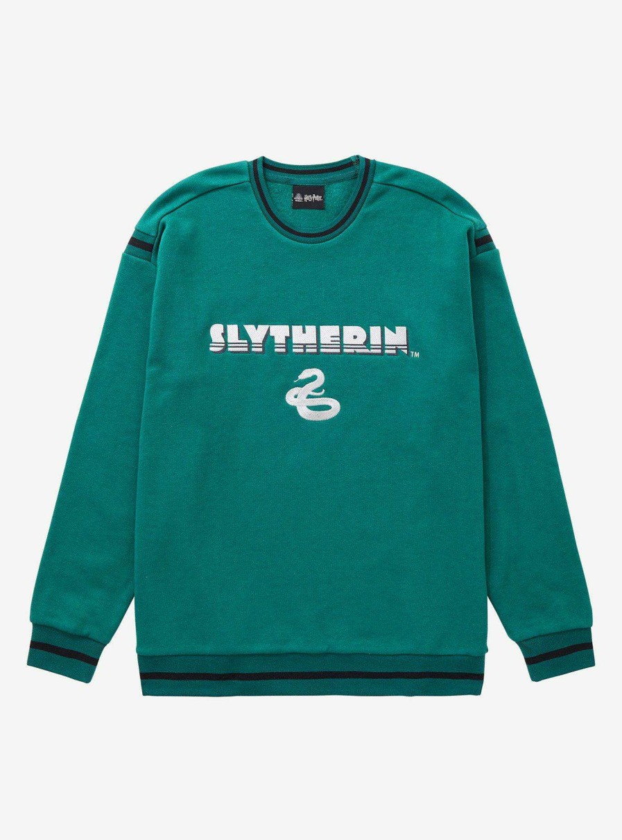 Clothing * | Best-Selling Harry Potter Slytherin Retro Varsity Crewneck Boxlunch Exclusive