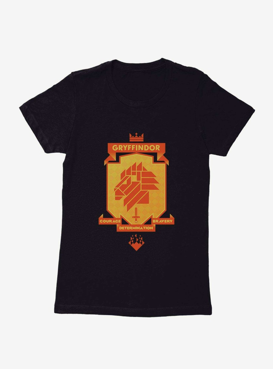 Clothing * | Harry Potter Gryffindor Gold Shield Pixel Logo Womens T-Shirt Sale