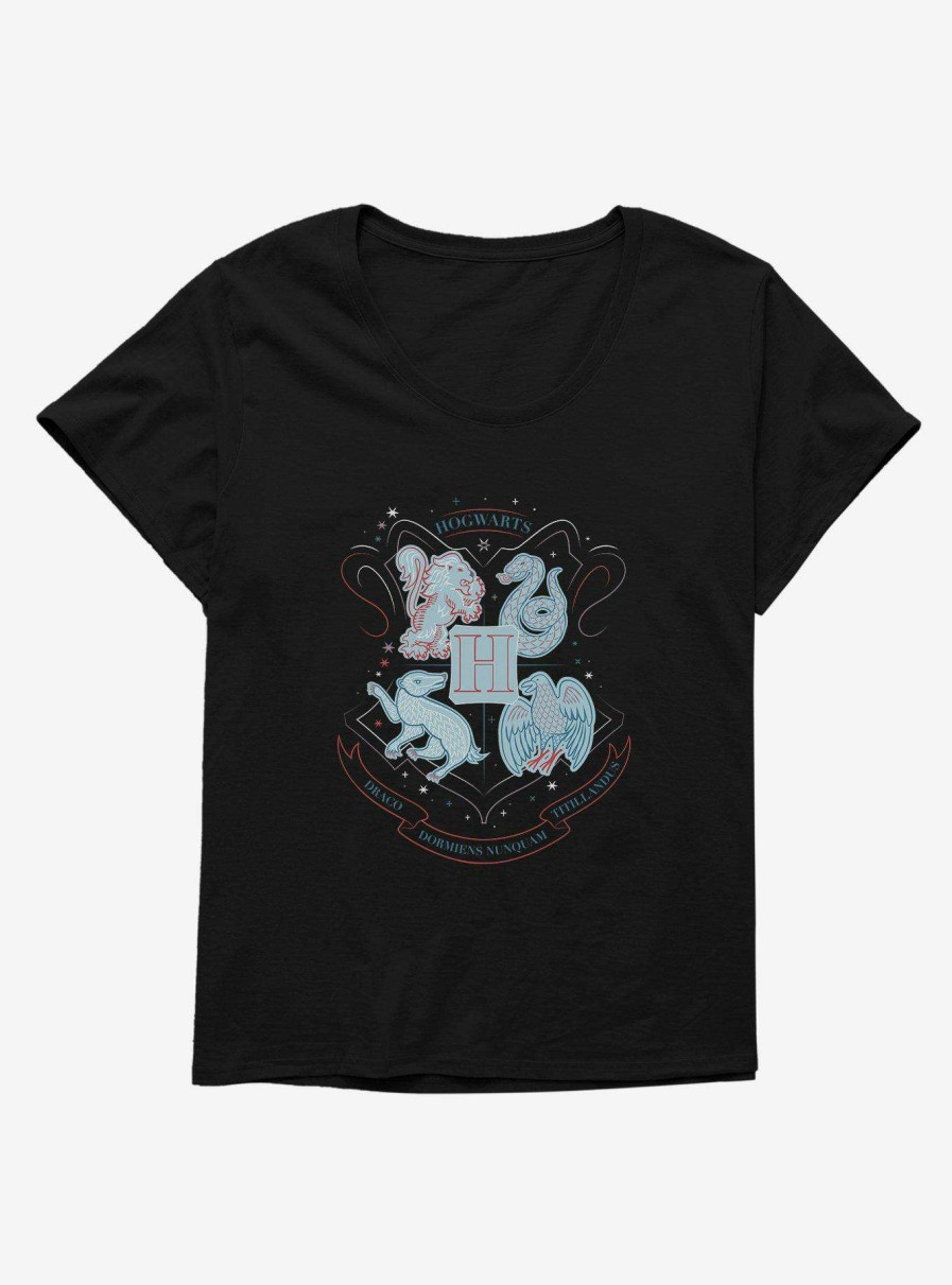 Clothing * | New Harry Potter Skecthed Hogwarts House Mascots Womens T-Shirt Plus Size